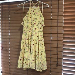 Floral yellow a line dress